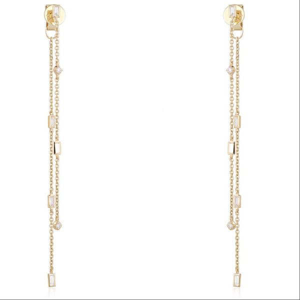 CIERRA CHAIN BAGUETTE CHAIN DROP EARRINGS