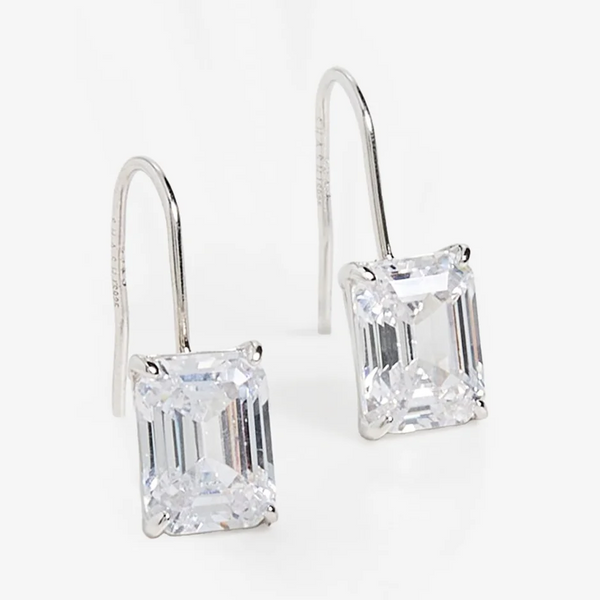 PAIGE EMERALD BAGUETTE FRENCH HOOK EARRINGS