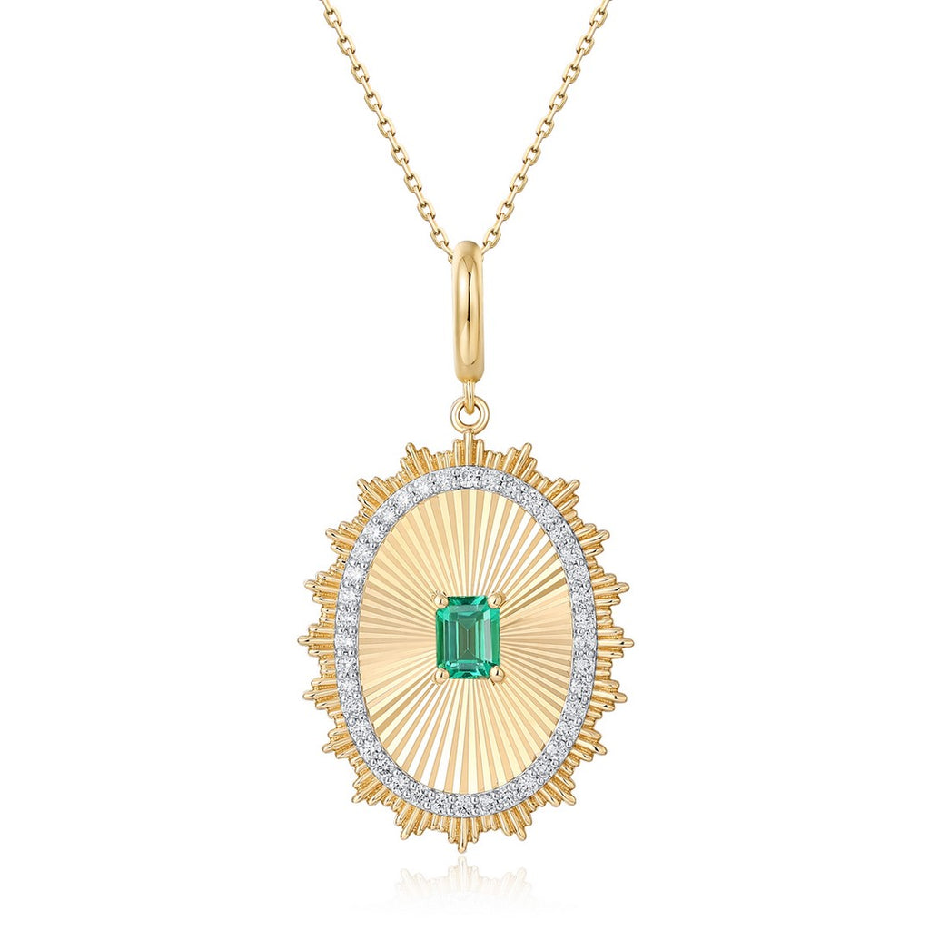 ASPEN  GOLD + EMERALD FLUTED NECKLACE