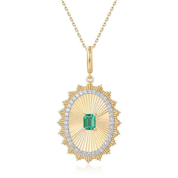 ASPEN  GOLD + EMERALD FLUTED NECKLACE