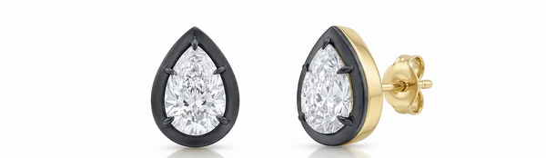 TAY  GEORGIAN PEAR BEZEL PRONG STUF EARRINGS
