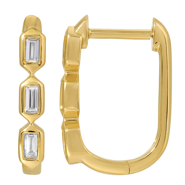 FORD DIAMOND  RECTANGLE HOOP EARRINGS