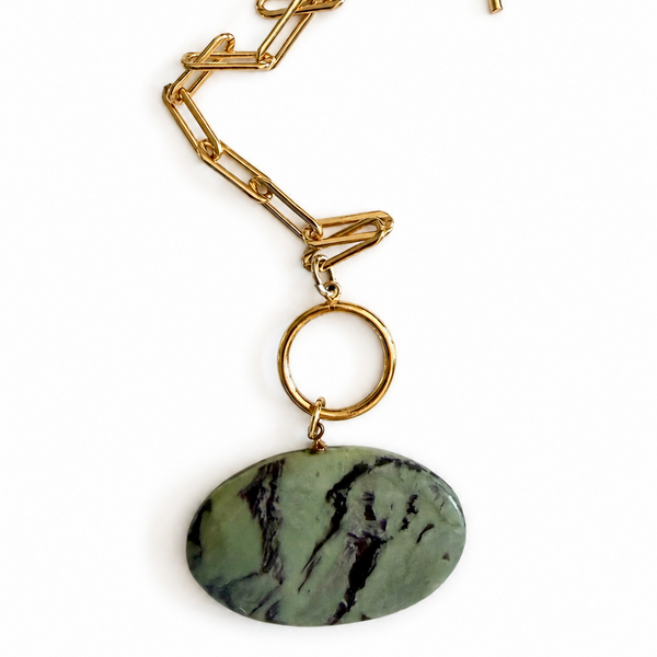 RAYE BLUE TURQUOISE OVAL TOGGLE   NECKLACE