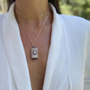LARISSA SHELL / ROCK DIAMOND - RECTANGLE PENDANT NECKLACE