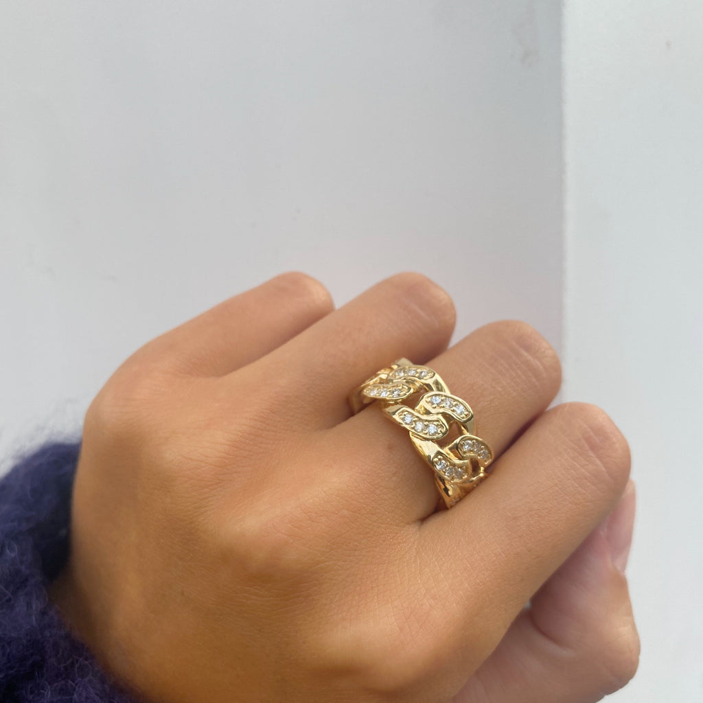 JULIANA CUBAN LINK DIAMOND CHAIN RING