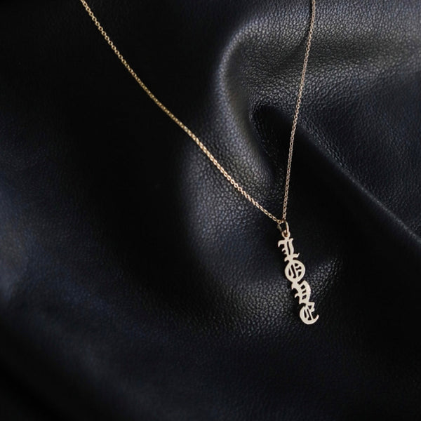 OLD ENGLISH LOVE DROP NECKLACE