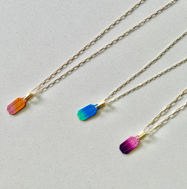 SARAH OMBRE TAG NECKLACES
