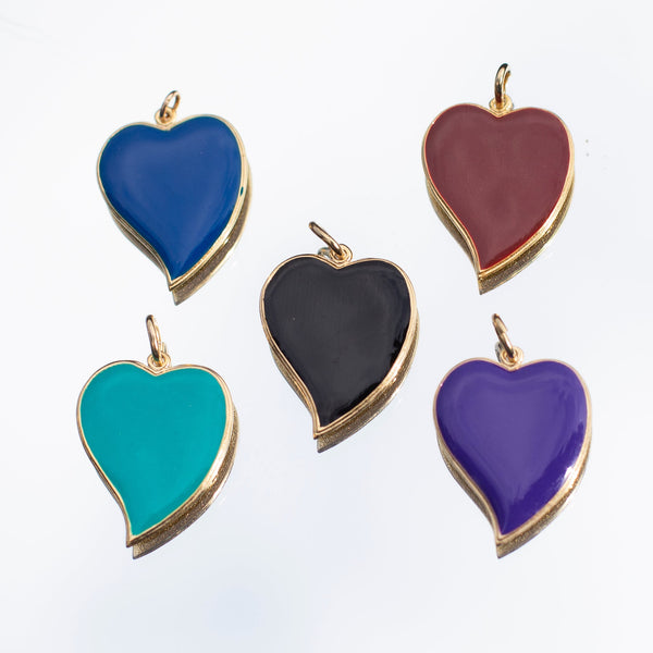 ILSA POINTED 1" ENAMEL HEART NECKLACES