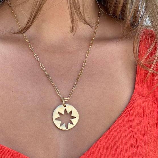 LUNA CUTOUT BURST DISC NECKLACE